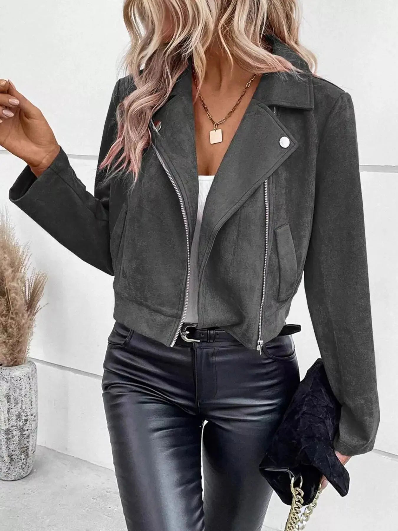 Zip Up Cropped Jacket - Be Bliss Boutique