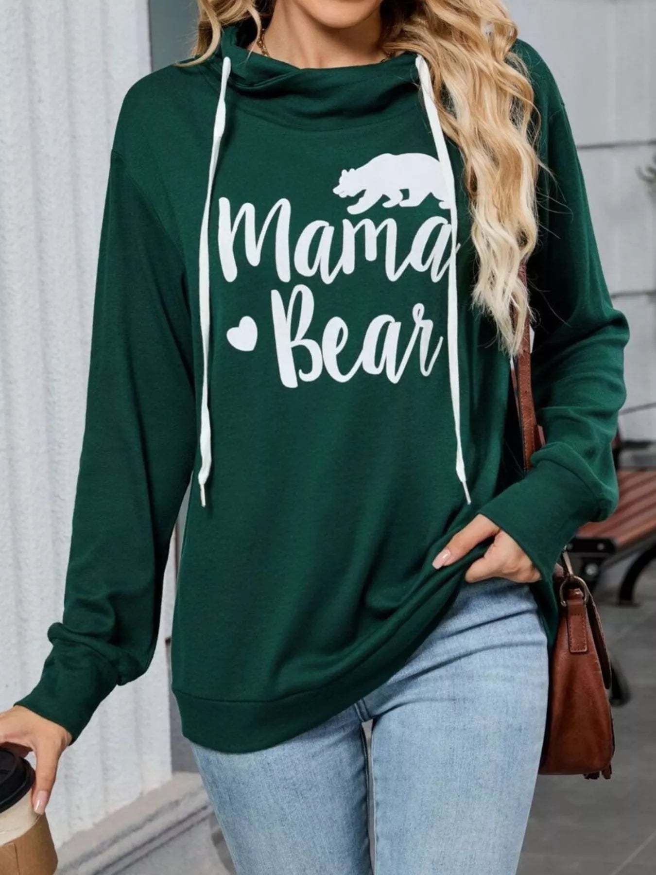 Mama Bear Drawstring Womens Long Sleeve Hoodie - Be Bliss Boutique
