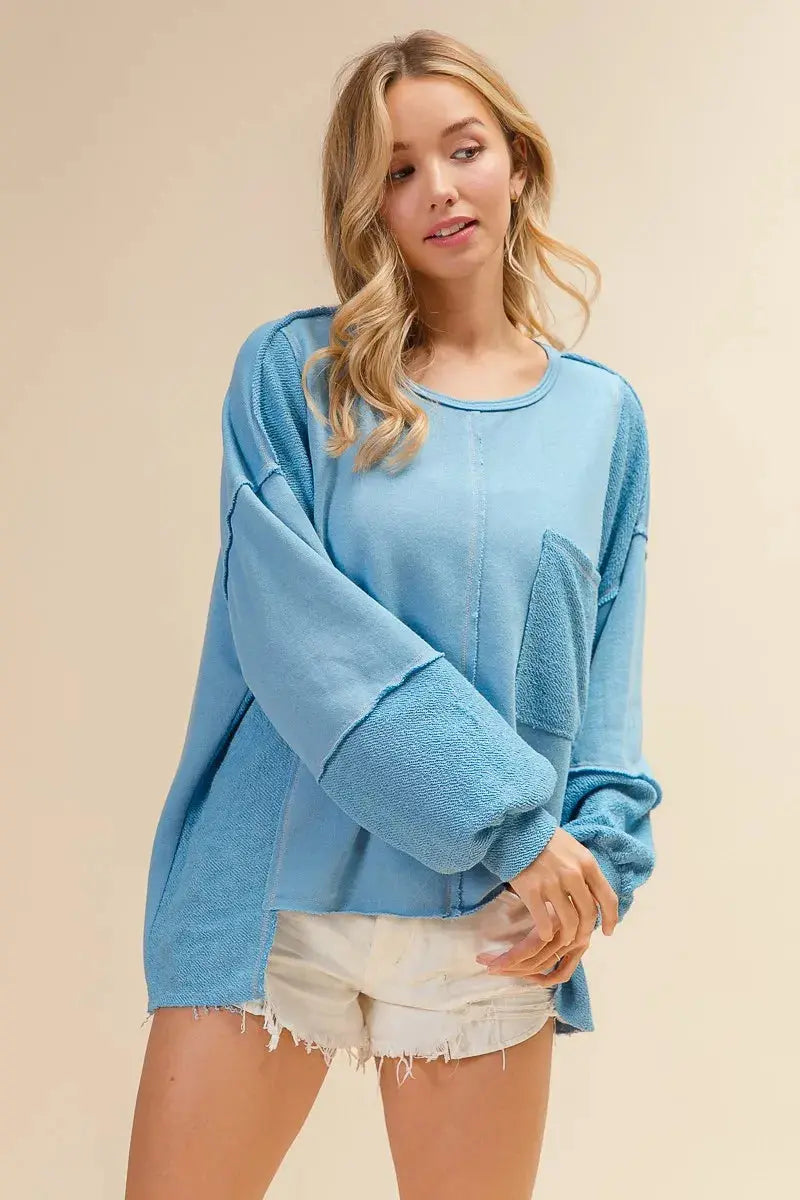 BiBi Pocket Front Oversized Womens Sweatshirt - Be Bliss Boutique