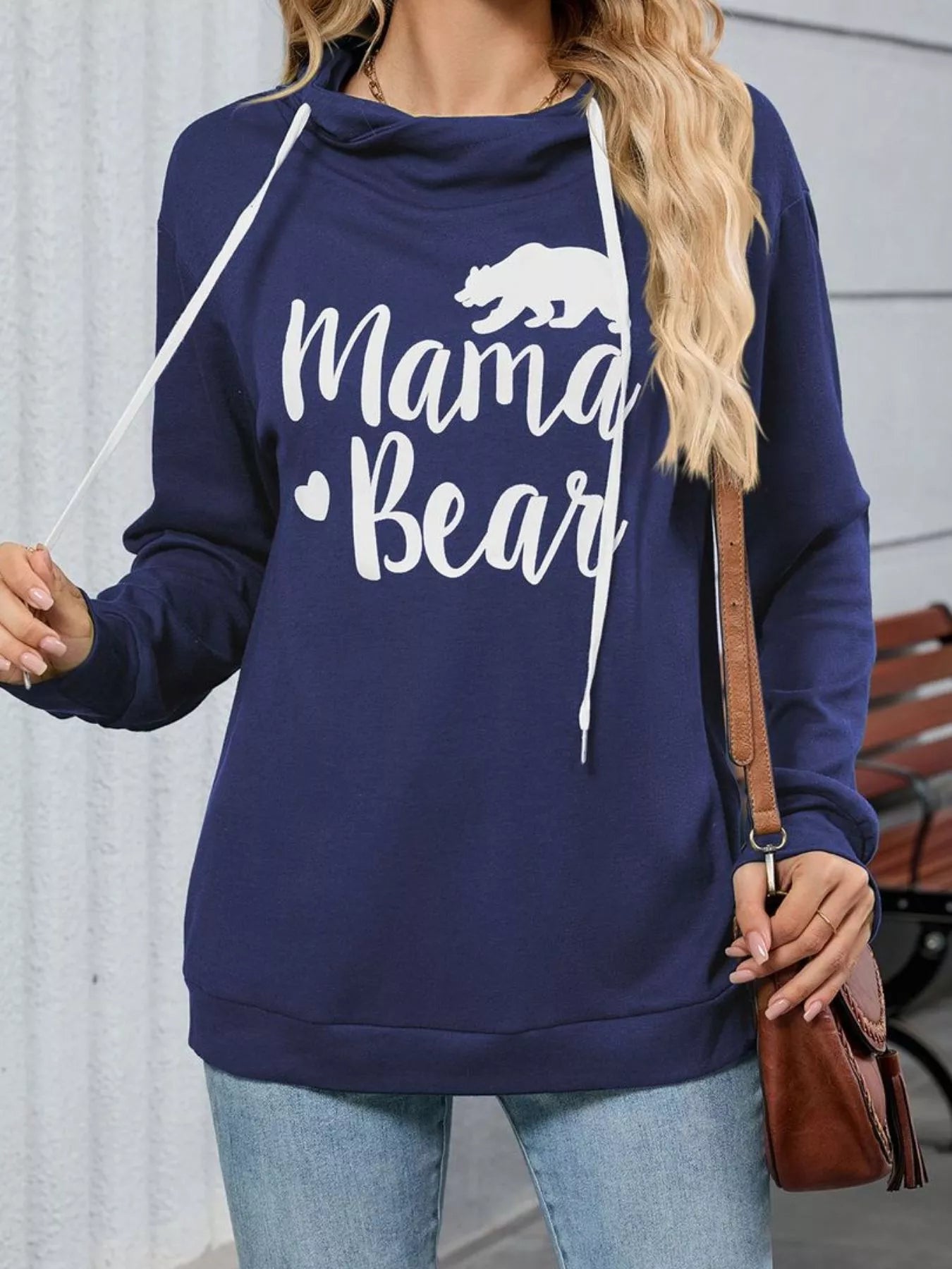 Mama Bear Drawstring Womens Long Sleeve Hoodie - Be Bliss Boutique