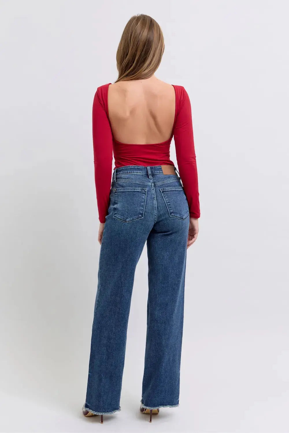 Full Size/Plus Size Raw Hem Mid Rise Judy Blue Jeans - Be Bliss Boutique