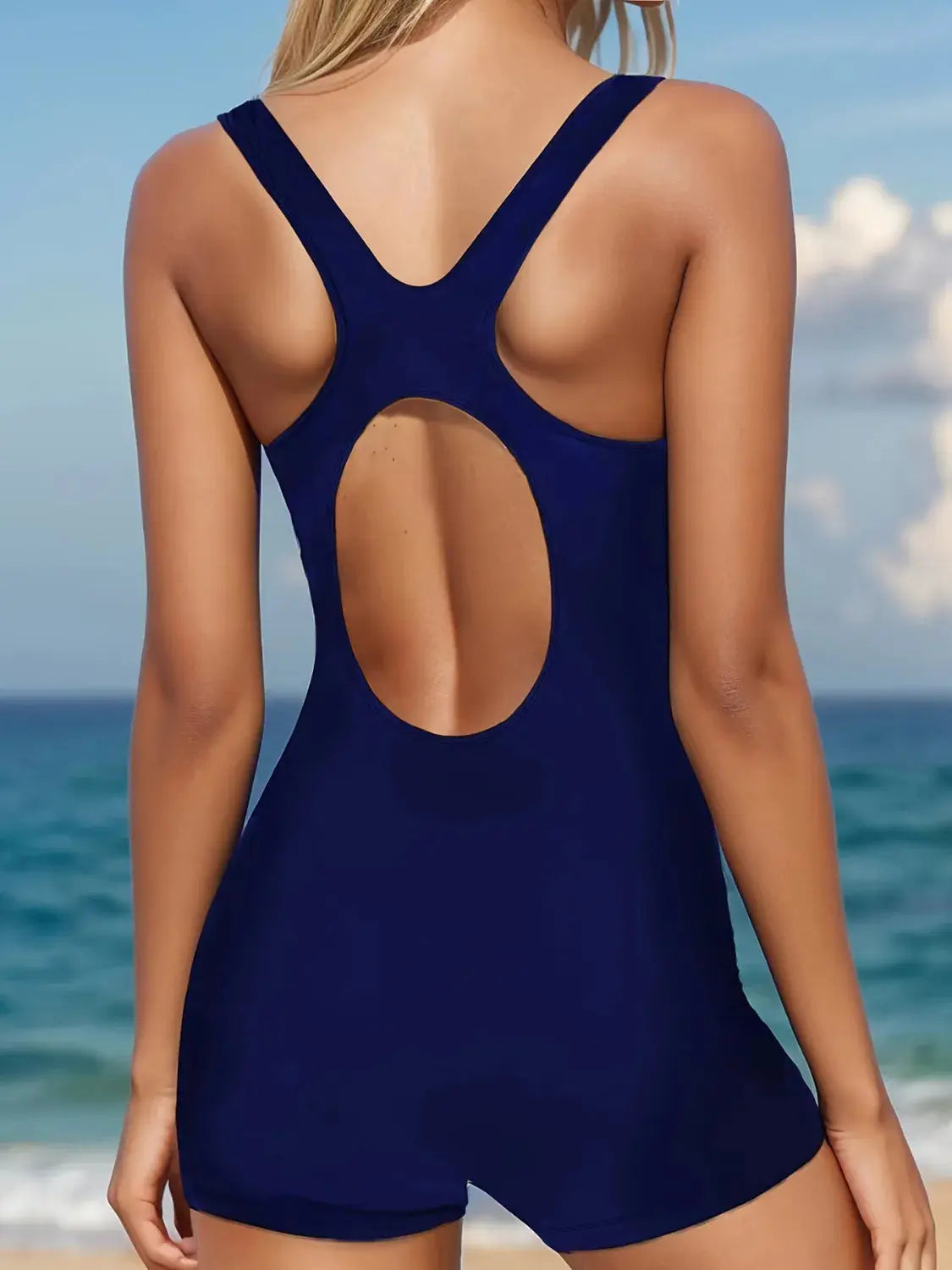 Cutout Back Colorblock Athletic One Piece Swimsuit - Be Bliss Boutique