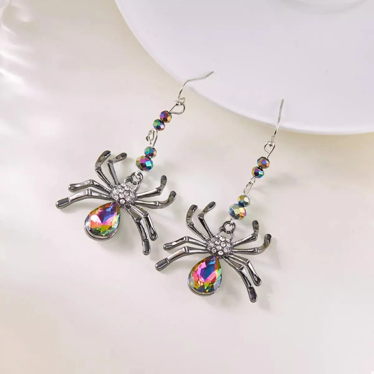 Crystal Spider Halloween Dangle Earrings - Be Bliss Boutique