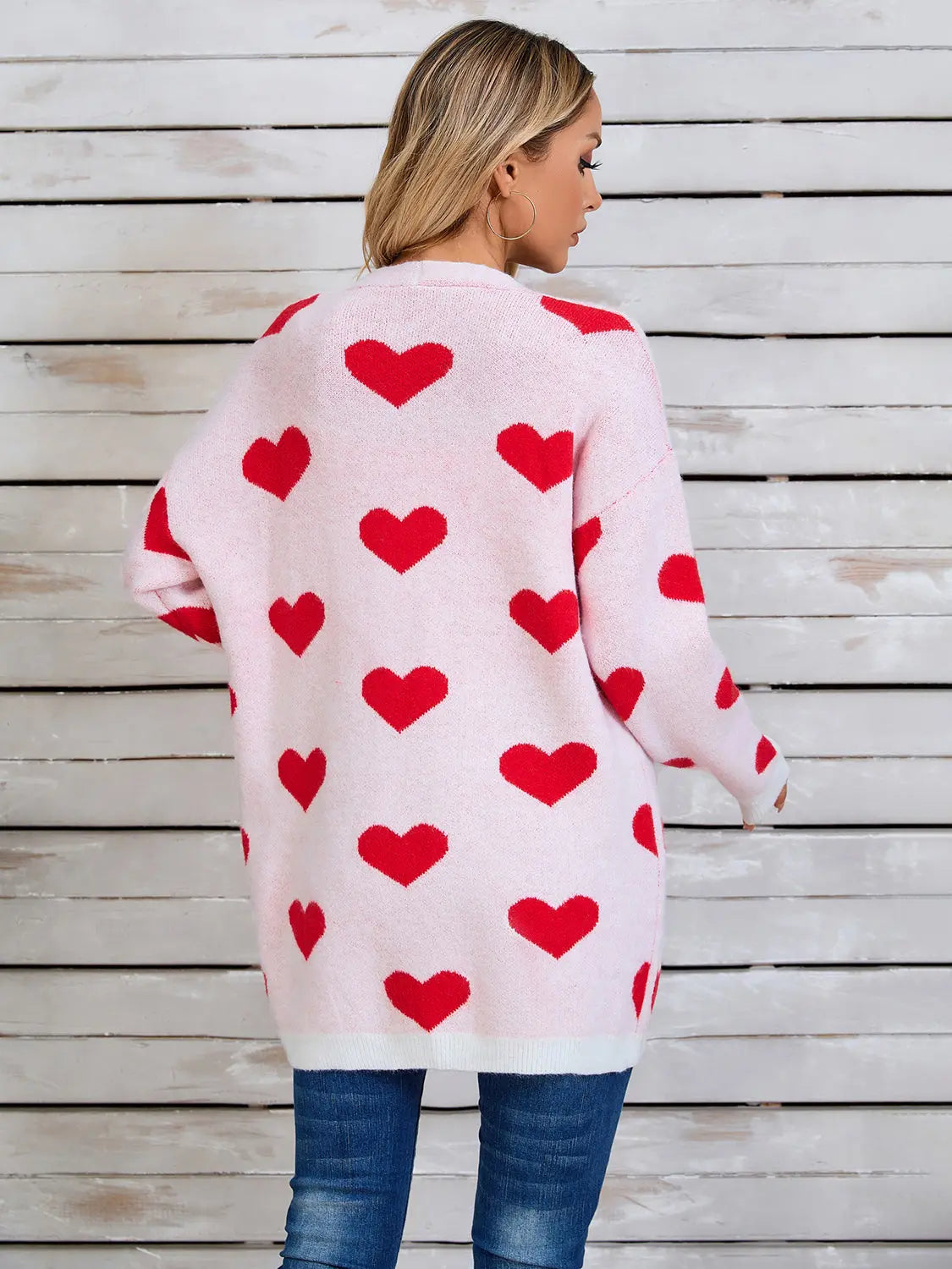 Angel Wings Heart Open Front Long Sleeve Cardigan - Be Bliss Boutique