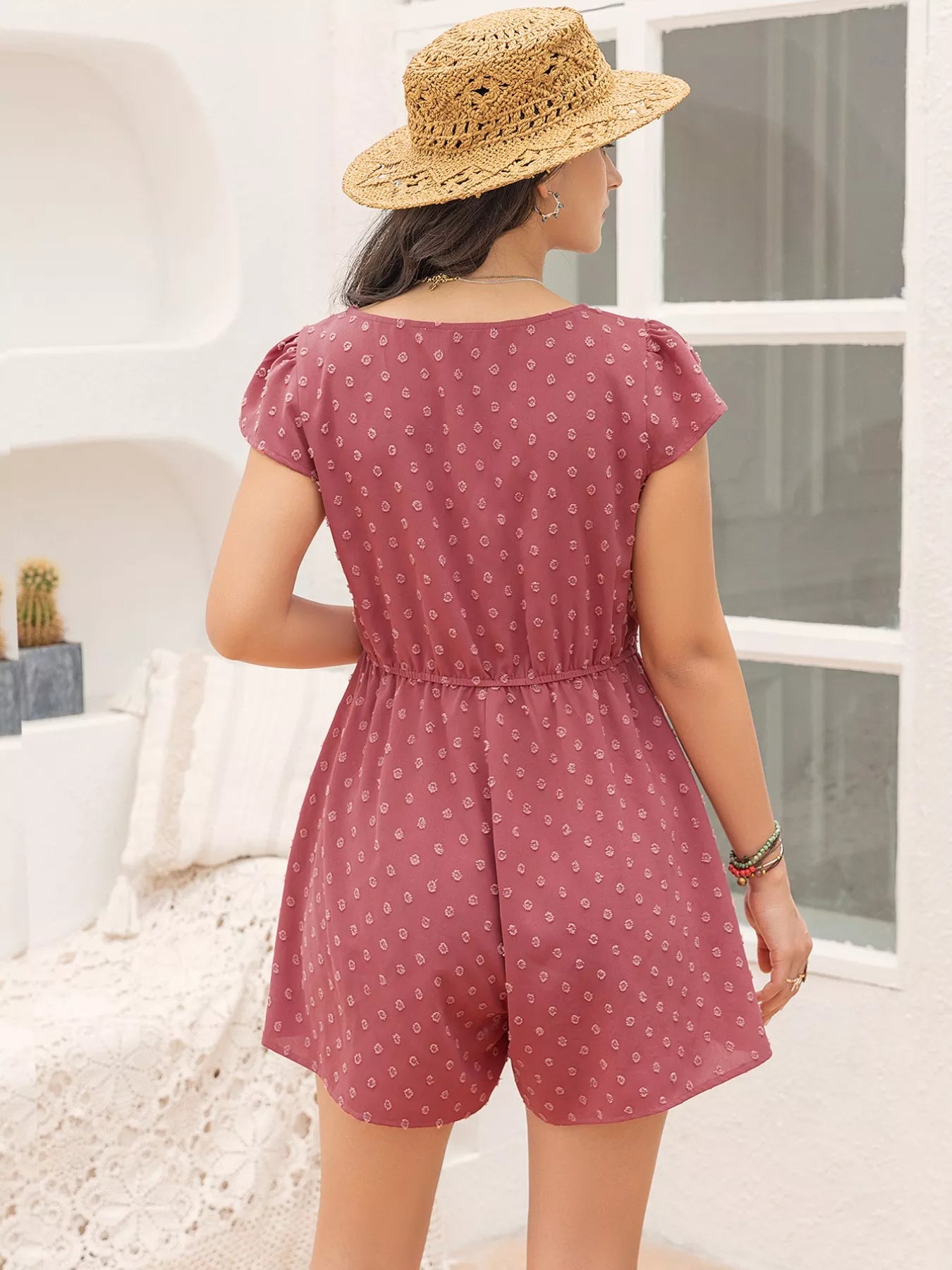 Swiss Dot Cap Sleeve Romper - Be Bliss Boutique