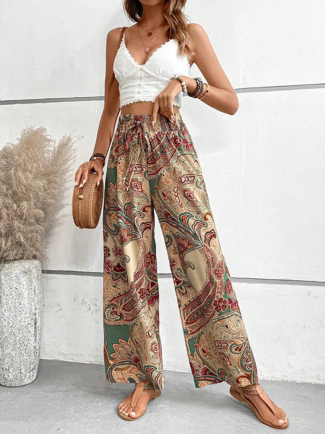 Printed Wide Leg Pants - Be Bliss Boutique