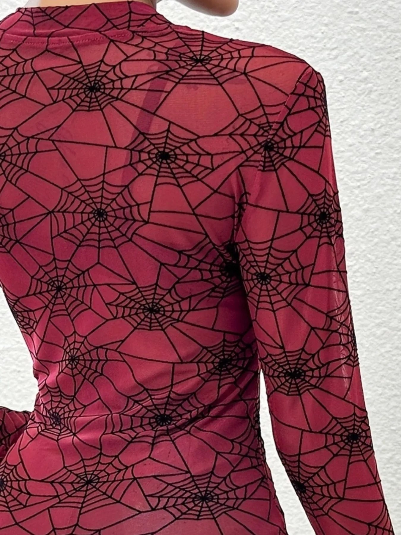 Spider Web Print Long Sleeve Blouse - Be Bliss Boutique