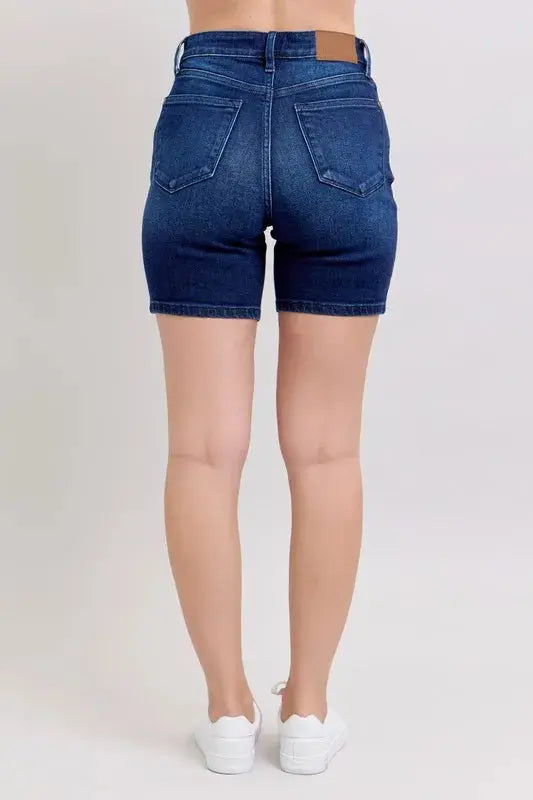Judy Blue Full Size/Plus Size High Waist V-Front Bermuda Shorts - Be Bliss Boutique