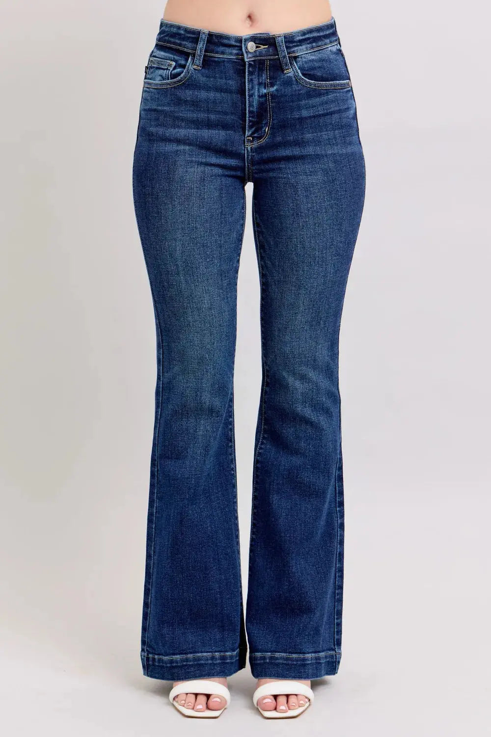 Full Size High Rise Flare Judy Blue Jeans with Pockets - Be Bliss Boutique