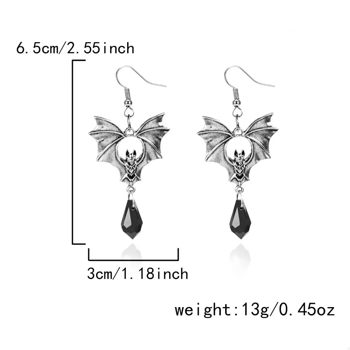 Gothic Bat Halloween Drop Earrings - Be Bliss Boutique