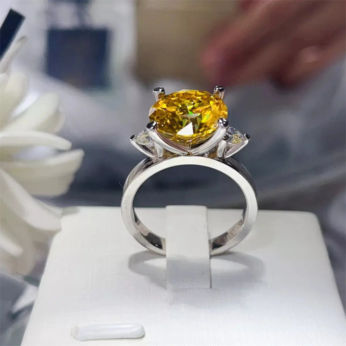 925 Sterling Silver Yellow 5 Carat Moissanite Ring - Be Bliss Boutique