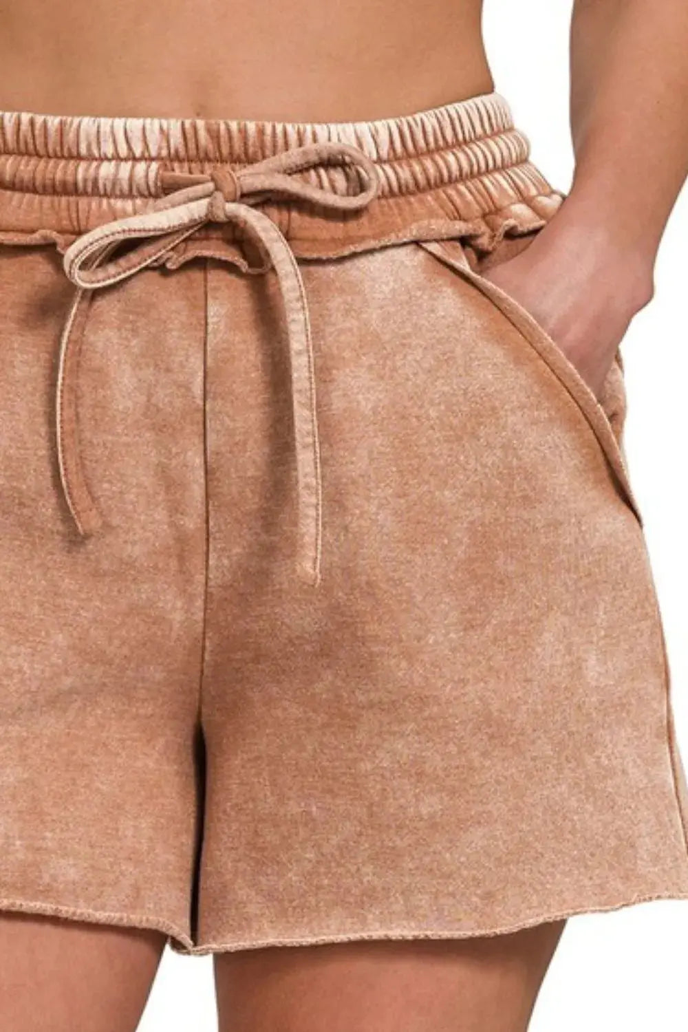 Rust Acid-Wash Fleece Lounge Shorts – Zenana - Be Bliss Boutique