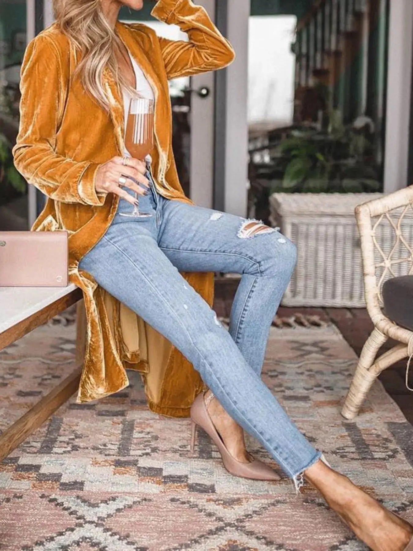 Velvet Luxe Open Front Longline Cardigan - Be Bliss Boutique