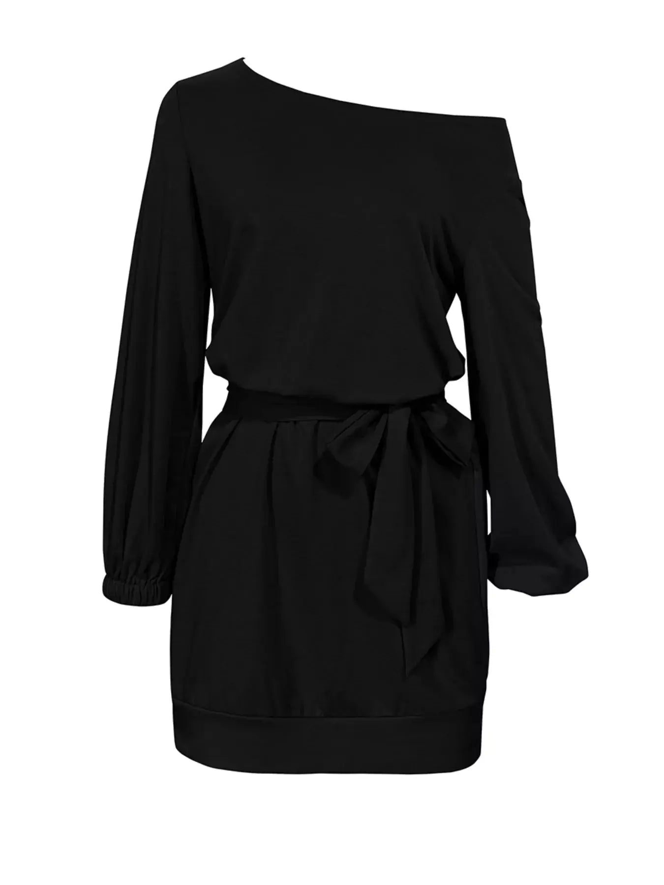 One Shoulder Tie Waist Dress - Be Bliss Boutique