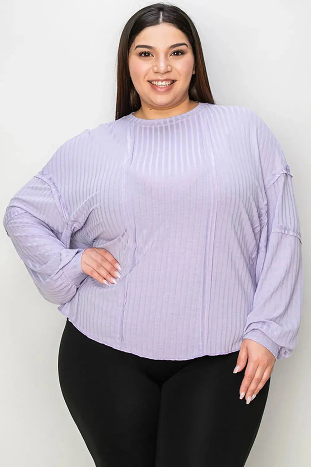 Basic Bae Full Size Round Neck Ribbed Long Sleeve T Shirt - Be Bliss Boutique