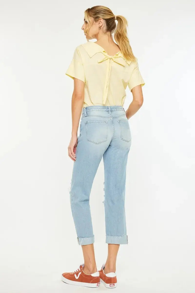 Mid Rise Distressed Kancan Boyfriend Jeans - Be Bliss Boutique