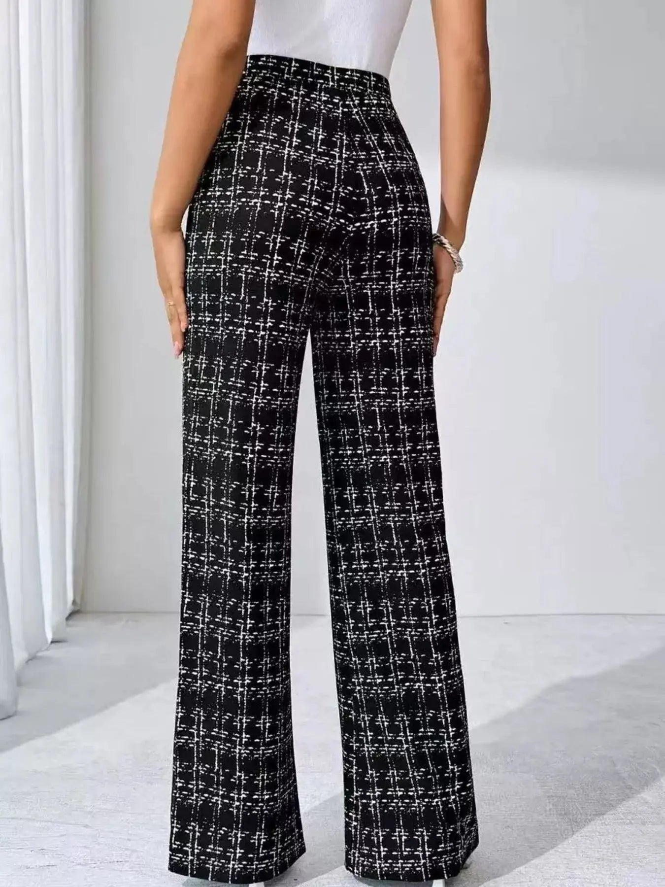 Plaid Wide Leg Pants - Be Bliss Boutique