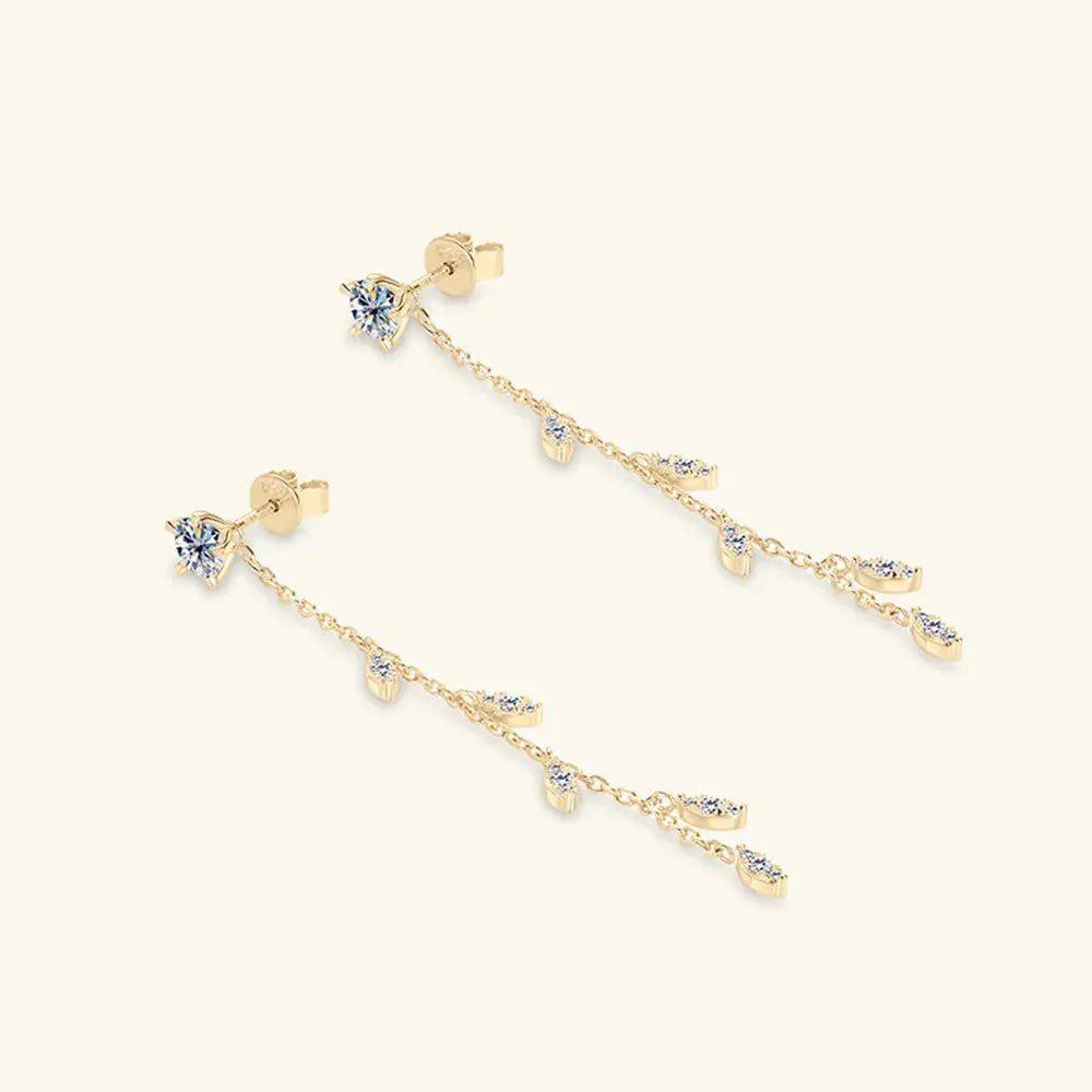 1.38 Carat Leaf Moissanite Drop Earrings in 925 Sterling Silver - Be Bliss Boutique