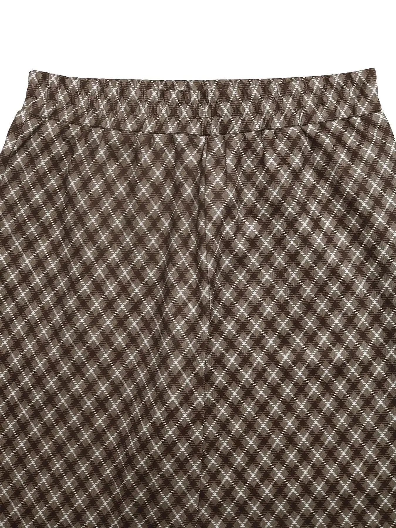 Plaid High Waisted Wide Leg Pants - Be Bliss Boutique