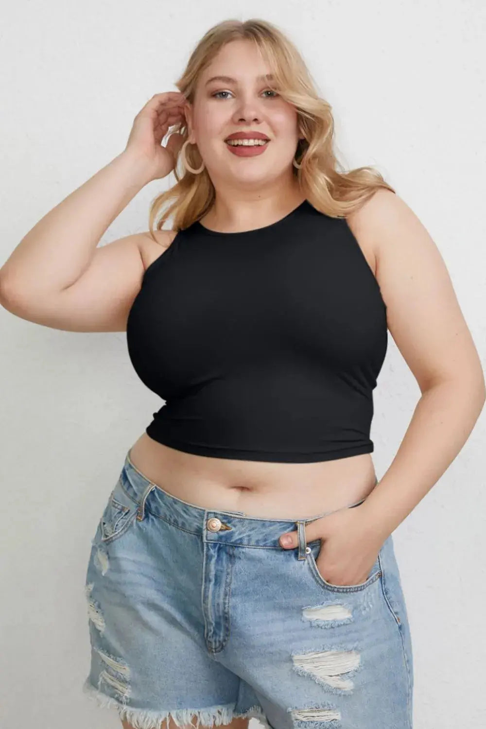 Basic Bae Full Size Round Neck Slim Fit Stretch Tank Top - Be Bliss Boutique