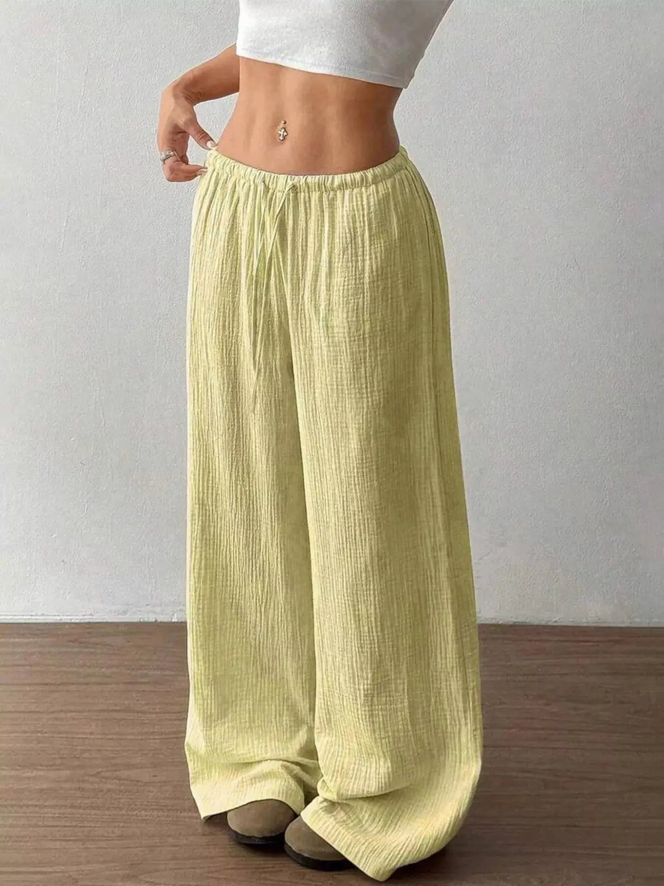 Plus Size Drawstring Wide Leg Pants - Be Bliss Boutique