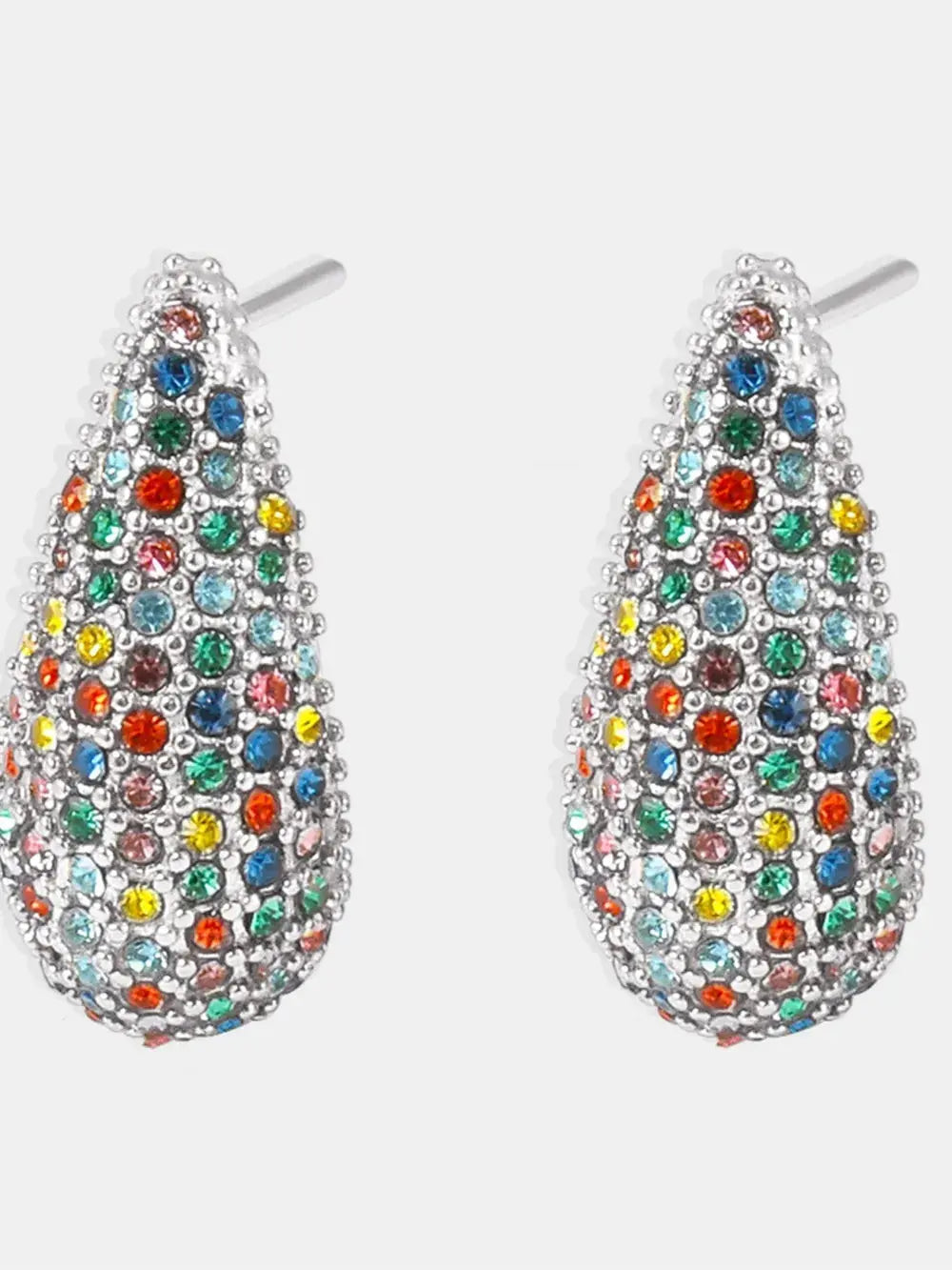 Stainless Steel Zircon Teardrop Stud Earrings – Multicolor & Crystal Options - Be Bliss Boutique