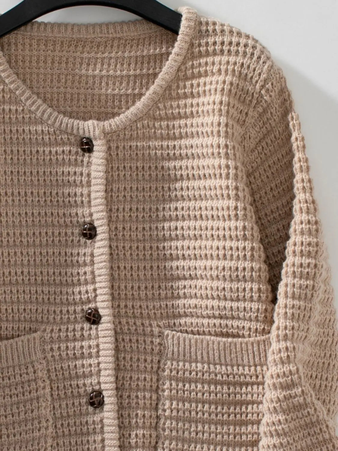 Textured Knit Button Up Long Sleeve Cardigan - Be Bliss Boutique
