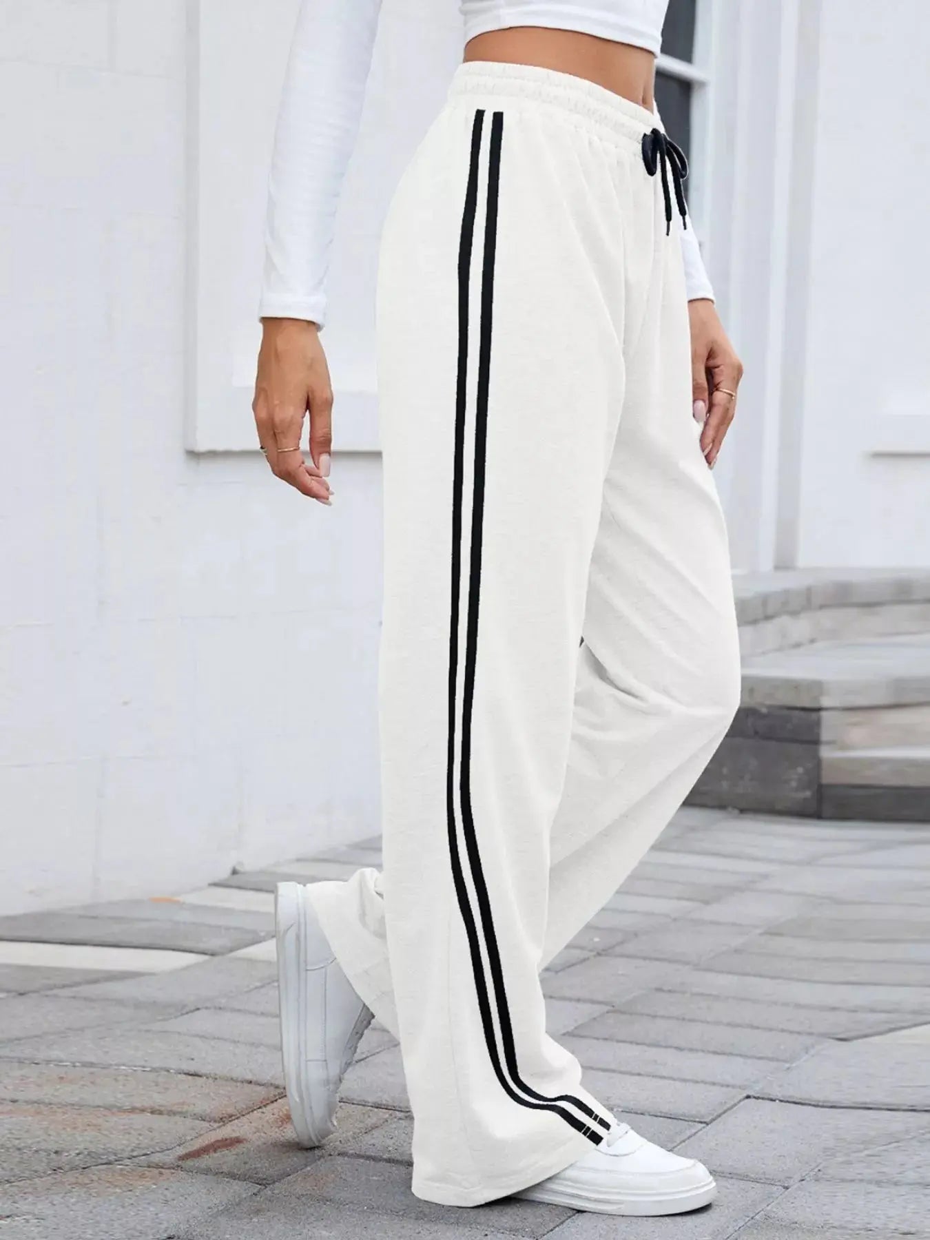 Side Striped Wide Leg Pants - Be Bliss Boutique