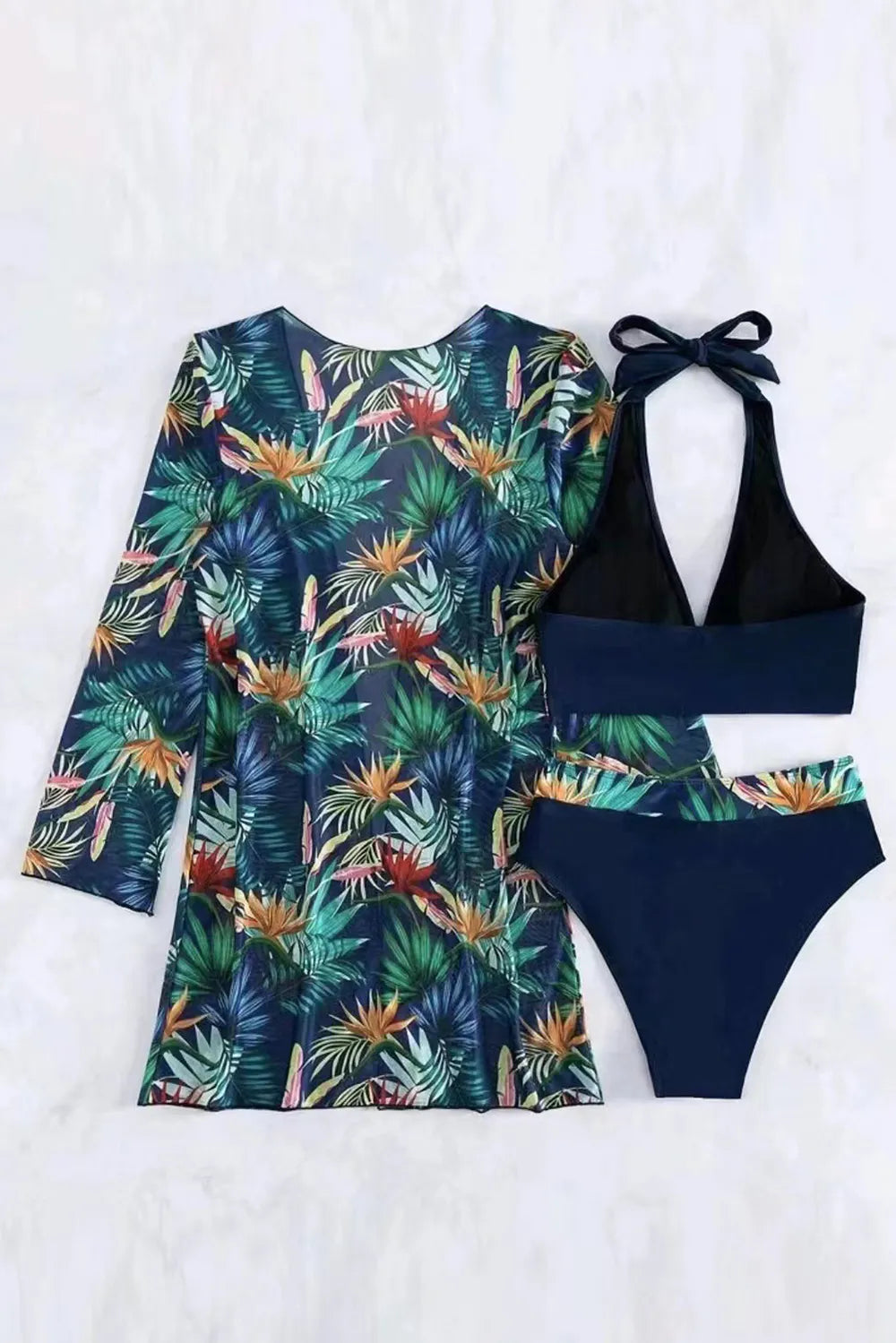 Printed Halter Neck Three Piece Swim Set - Be Bliss Boutique