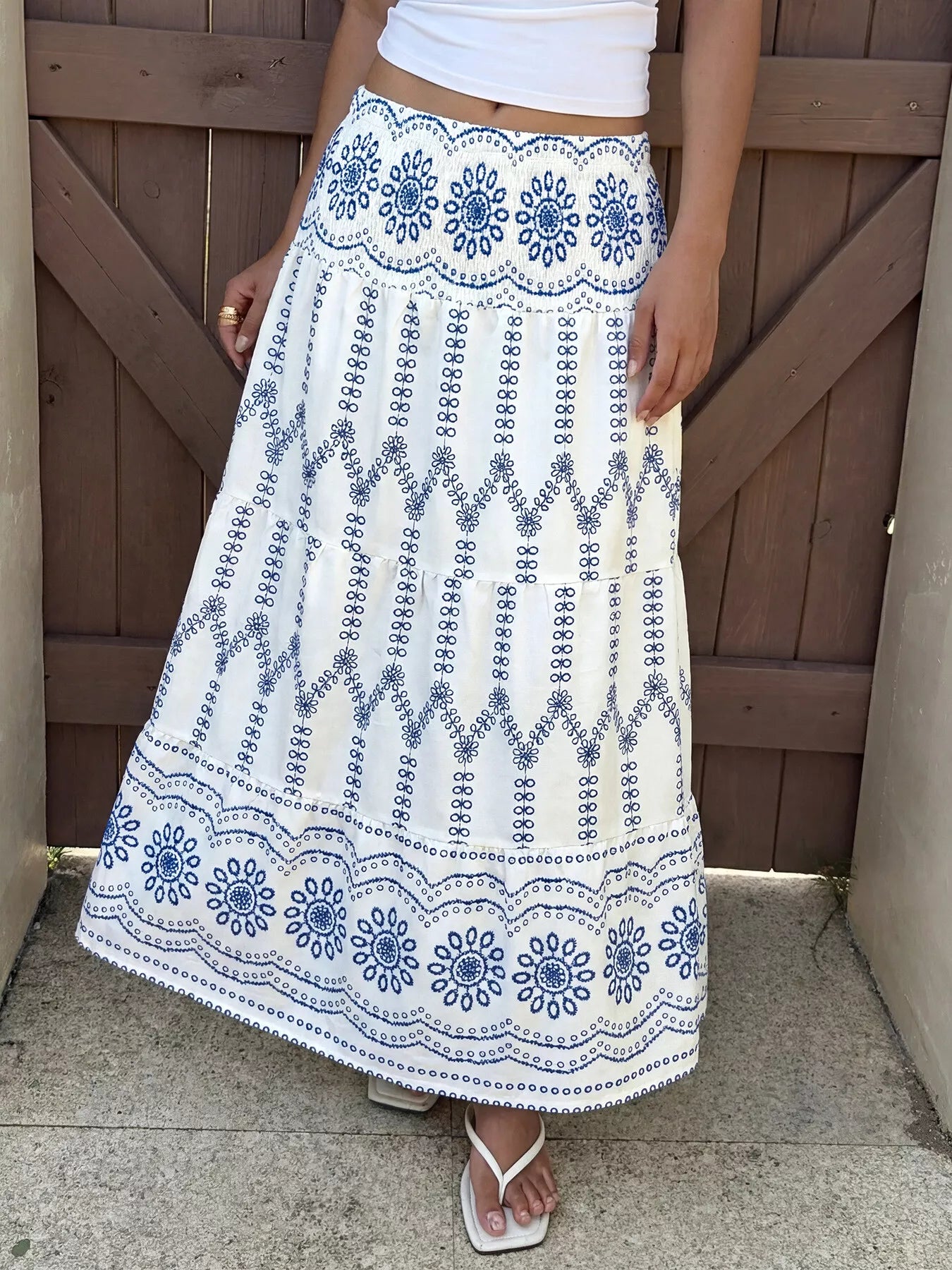 Printed Tiered Maxi Skirt - Be Bliss Boutique