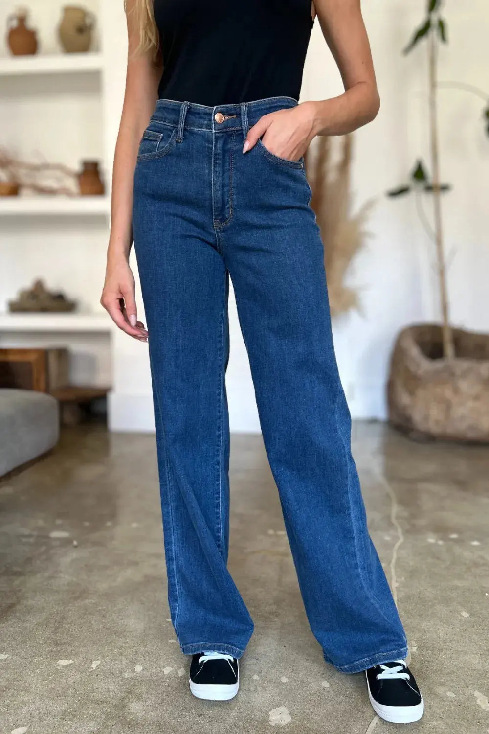Full Size High Rise Straight Leg Judy Blue Jeans - Be Bliss Boutique