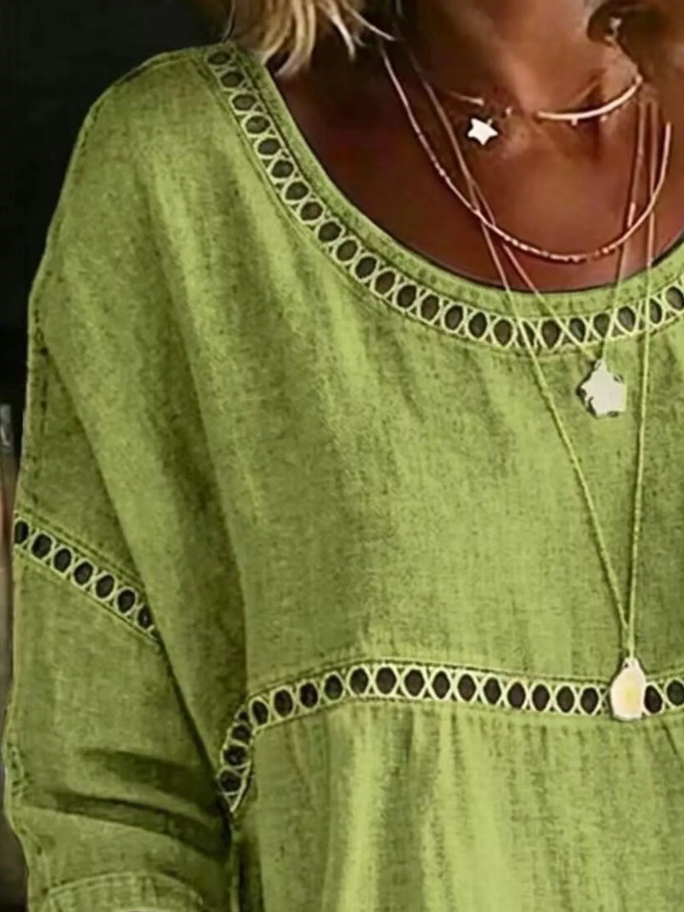 Full Size Hollow Out Round Neck Top - Be Bliss Boutique