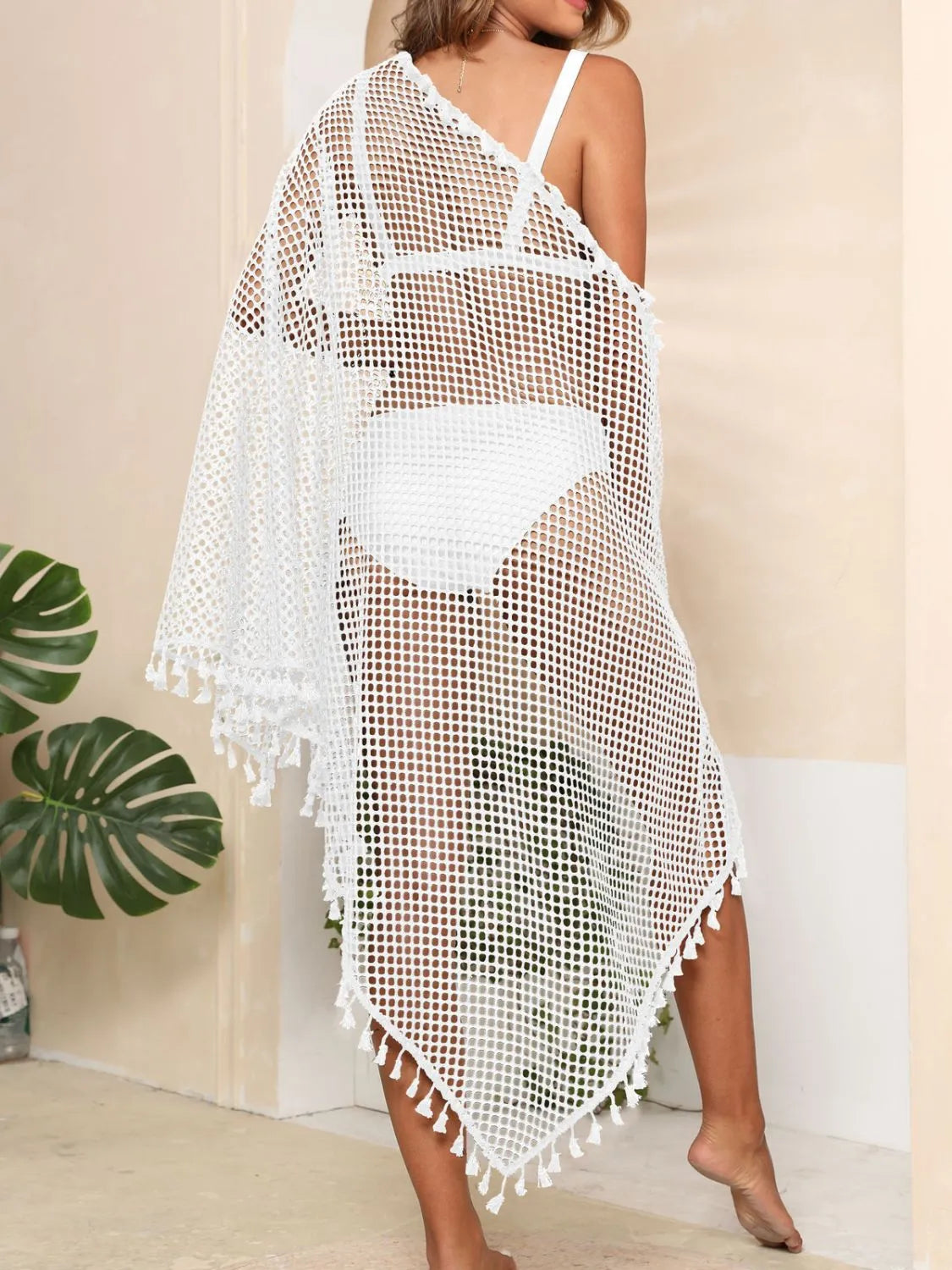 Tassel Openwork Swimsuit Cover Up Open Front - Be Bliss Boutique