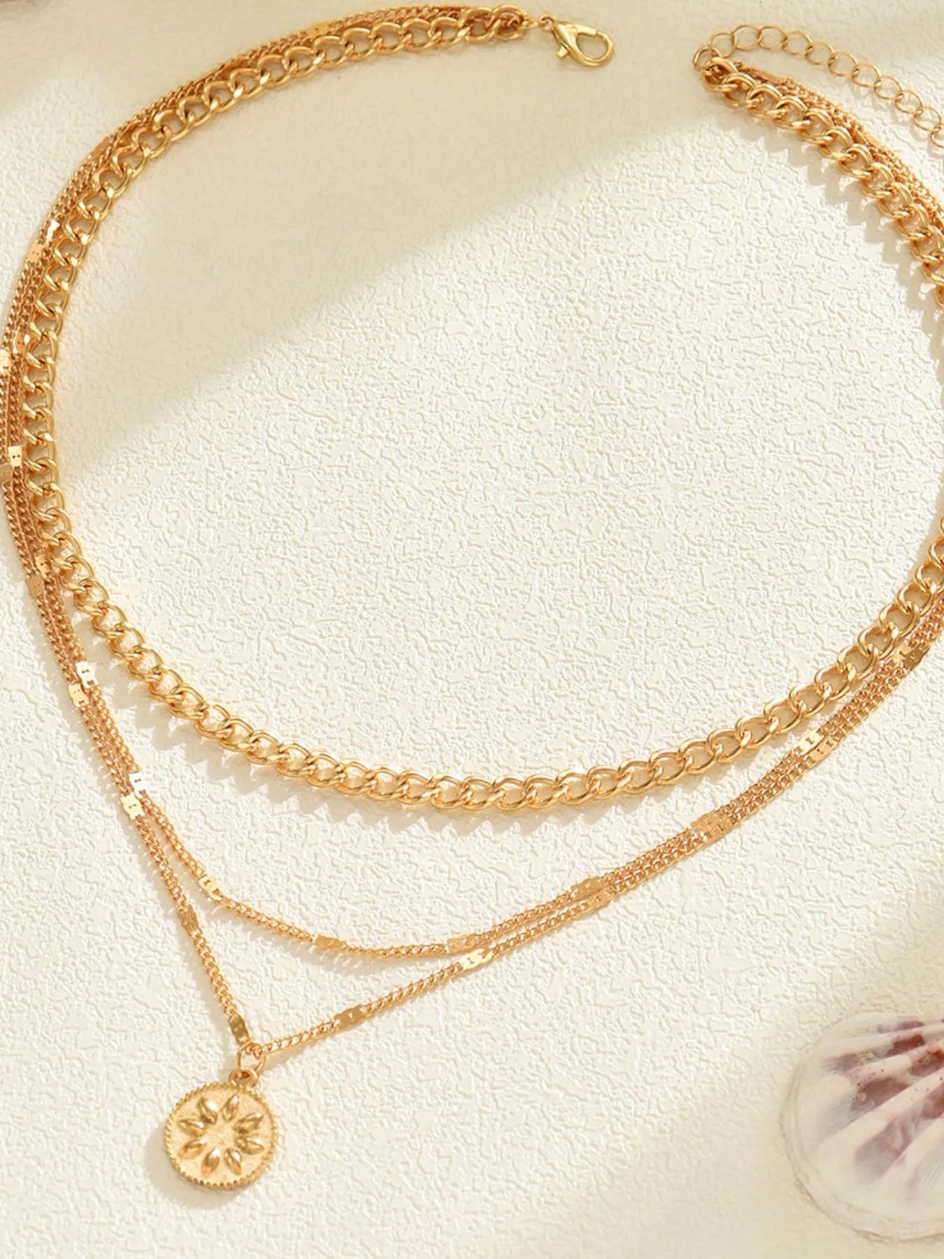 18K Gold-Plated Layered Sun Medallion Necklace - Be Bliss Boutique