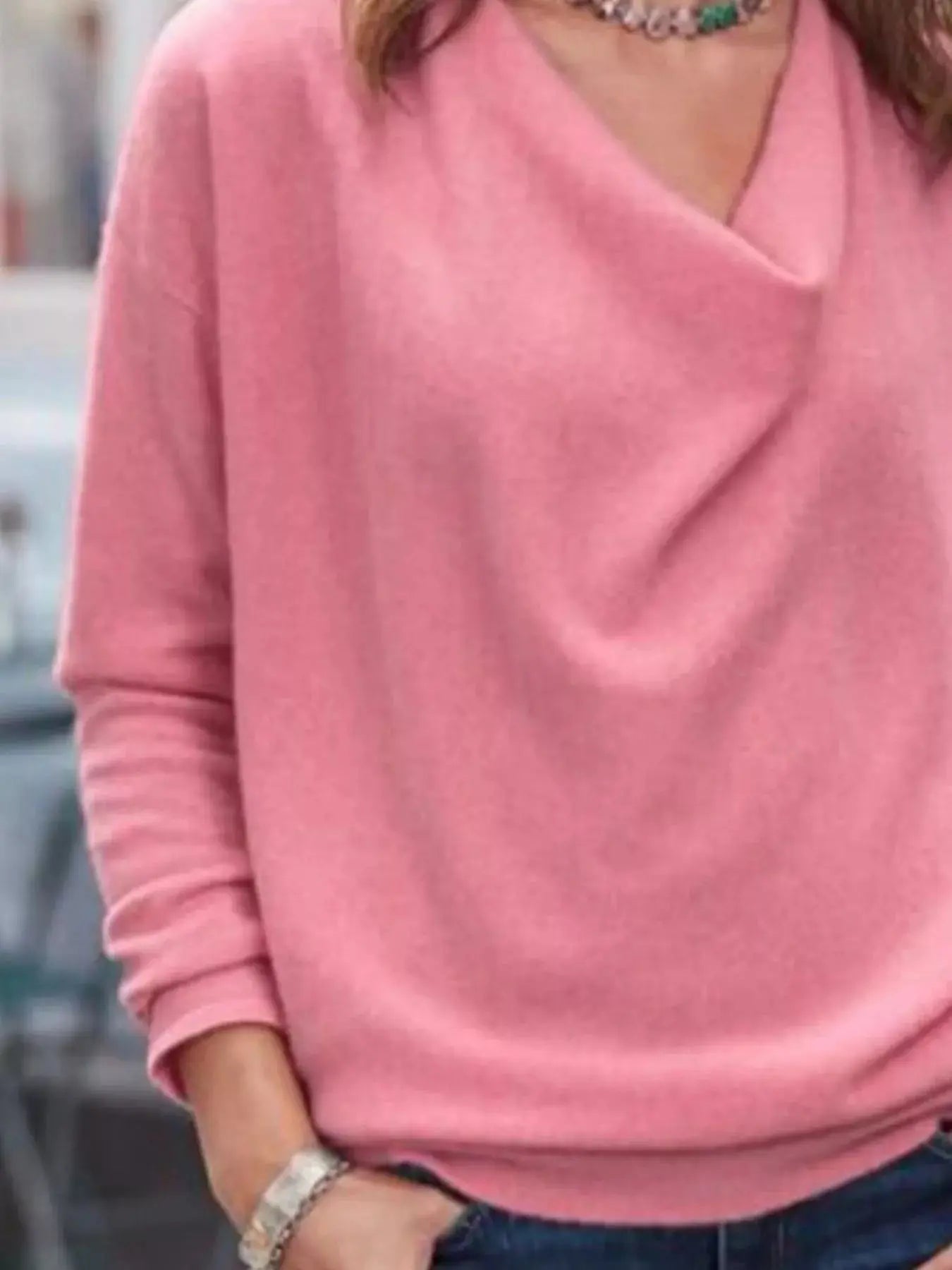 Full Size Cowl Neck Long Sleeve Top - Be Bliss Boutique