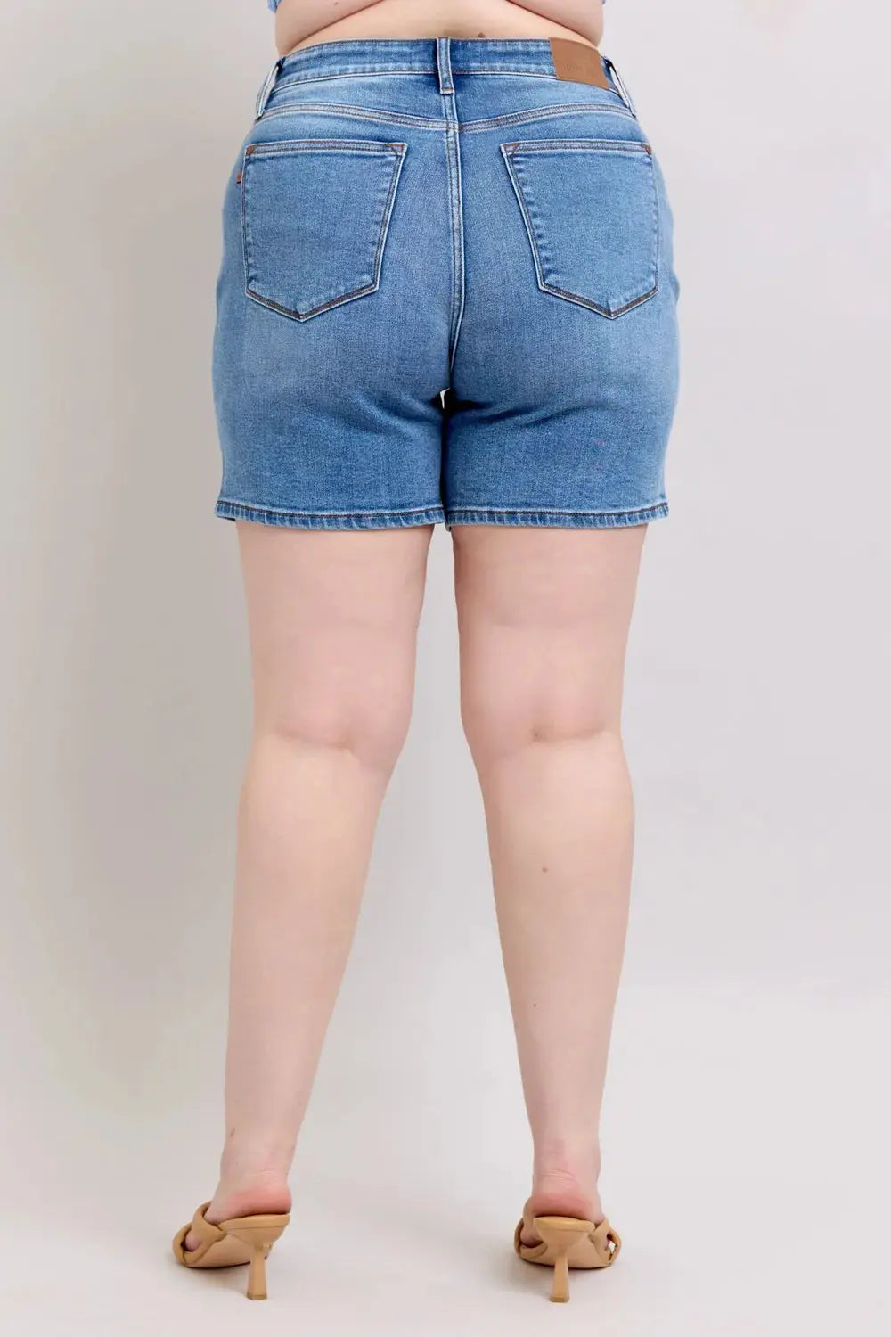 Judy Blue Full Size/Plus Size 2 Button Denim Shorts with Pockets - Be Bliss Boutique