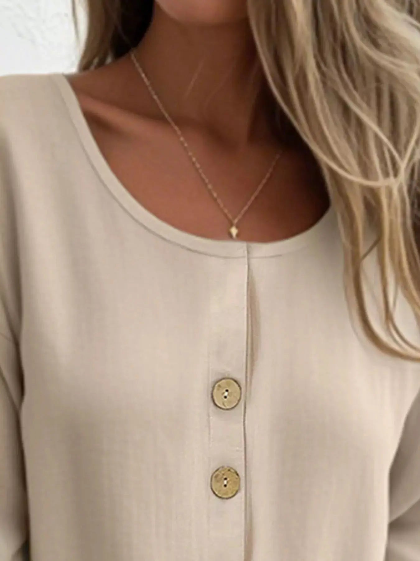 Button-Front 3/4 Sleeve Plus Size Casual Top - Be Bliss Boutique