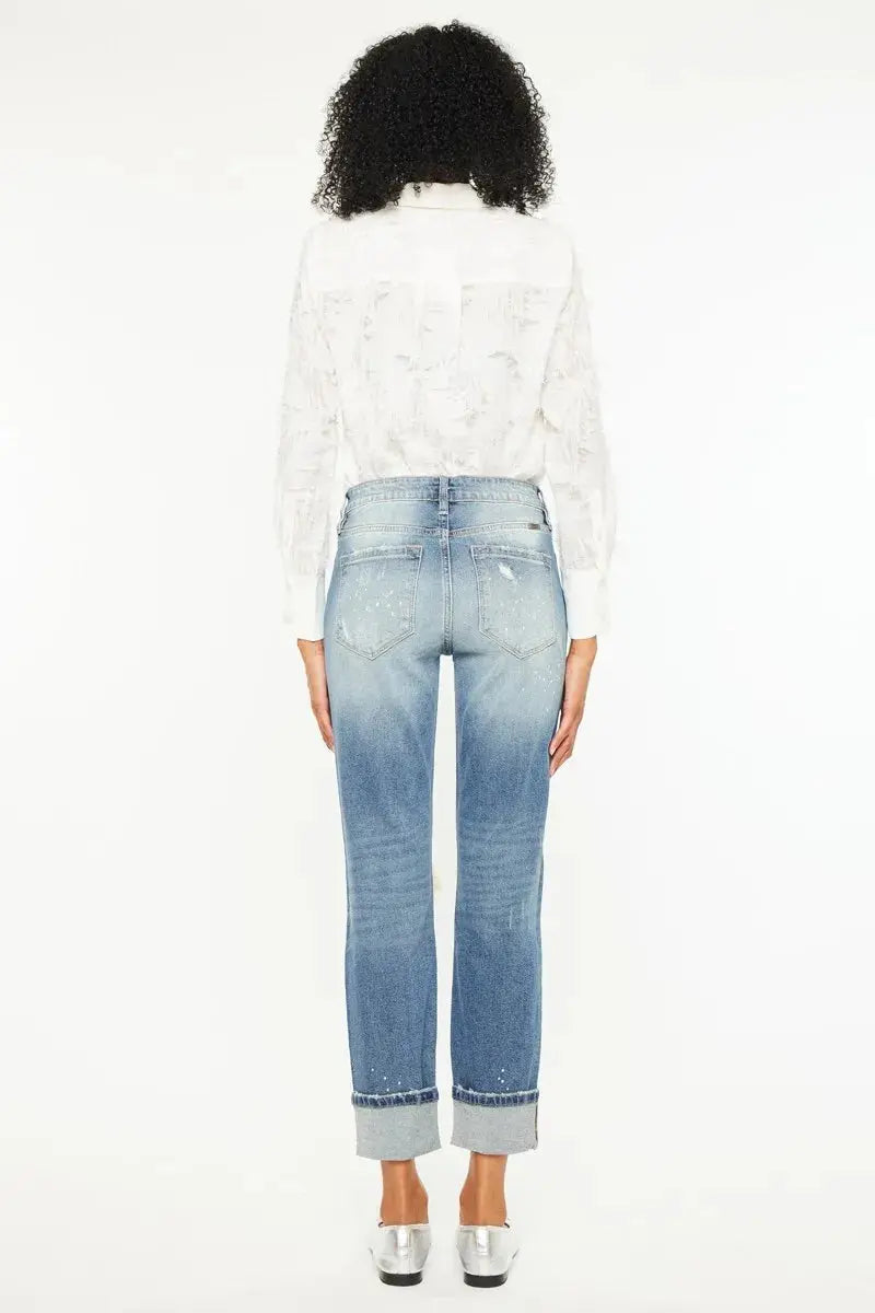High Rise Distressed Kancan Boyfriend Jeans - Be Bliss Boutique