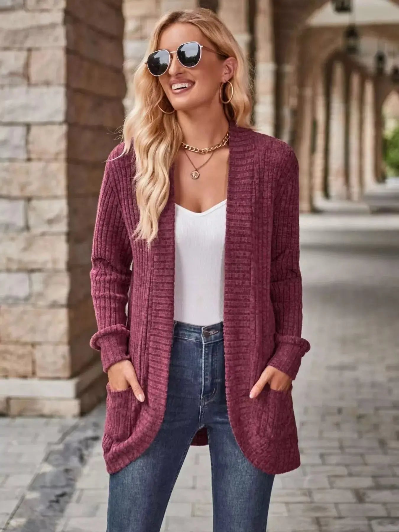 Ribbed Knit Open Front Cardigan - Be Bliss Boutique