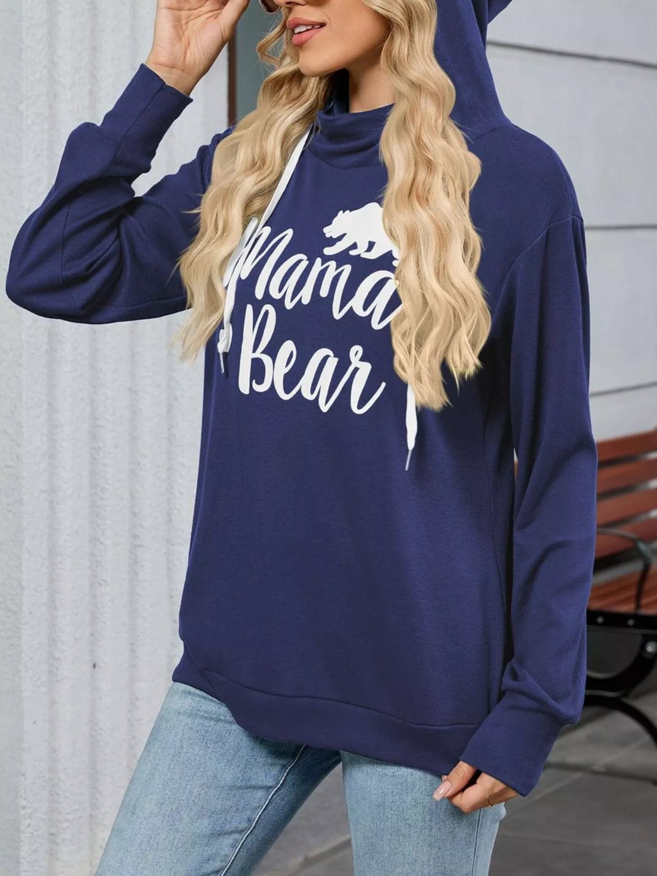 Mama Bear Drawstring Womens Long Sleeve Hoodie - Be Bliss Boutique