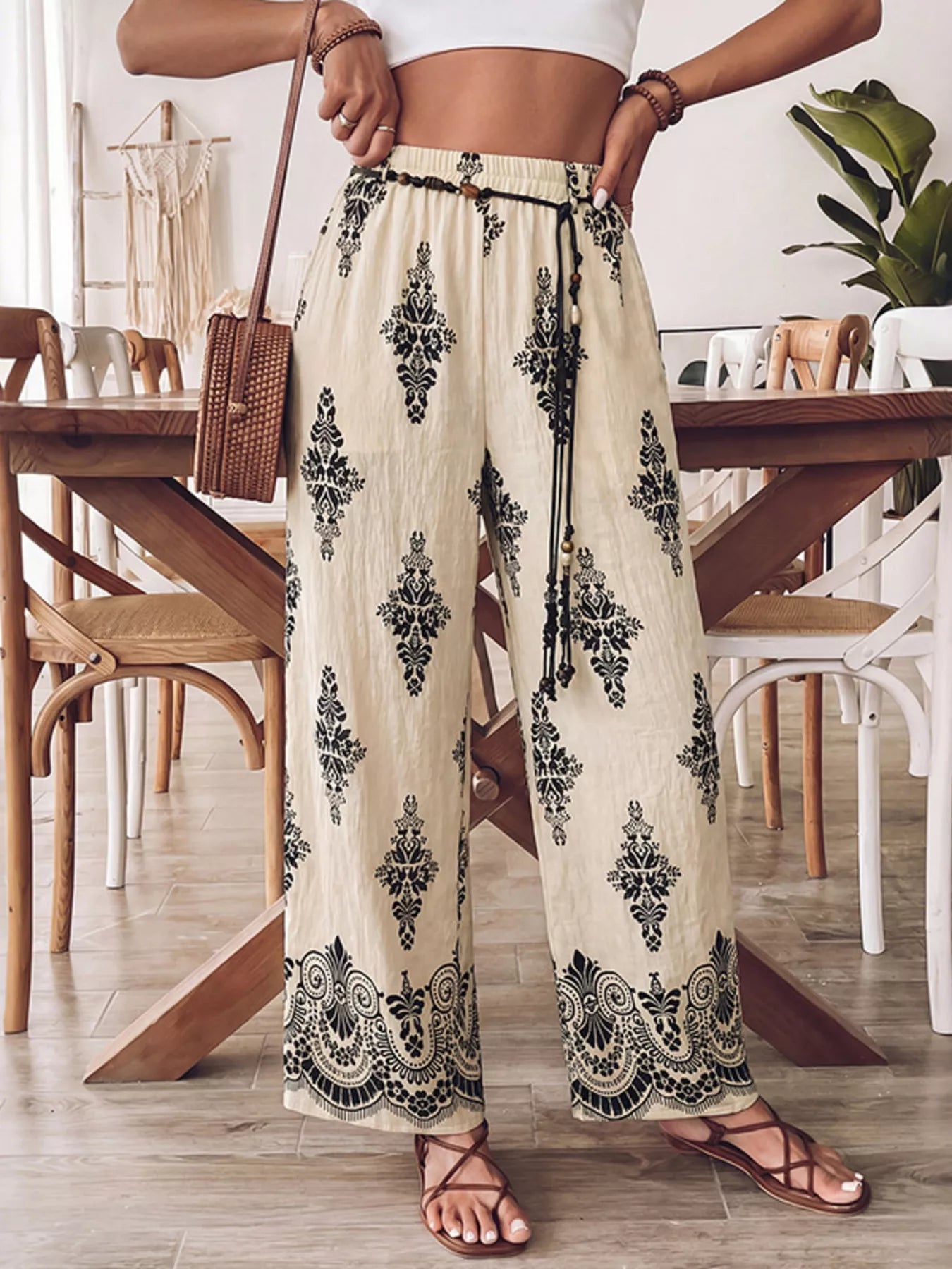 Boho Print Wide Leg Pants - Be Bliss Boutique