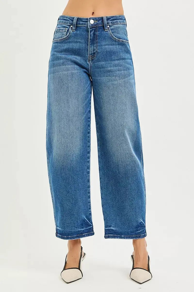 RISEN Jeans - Slouchy Cropped Barrel Jeans - Be Bliss Boutique