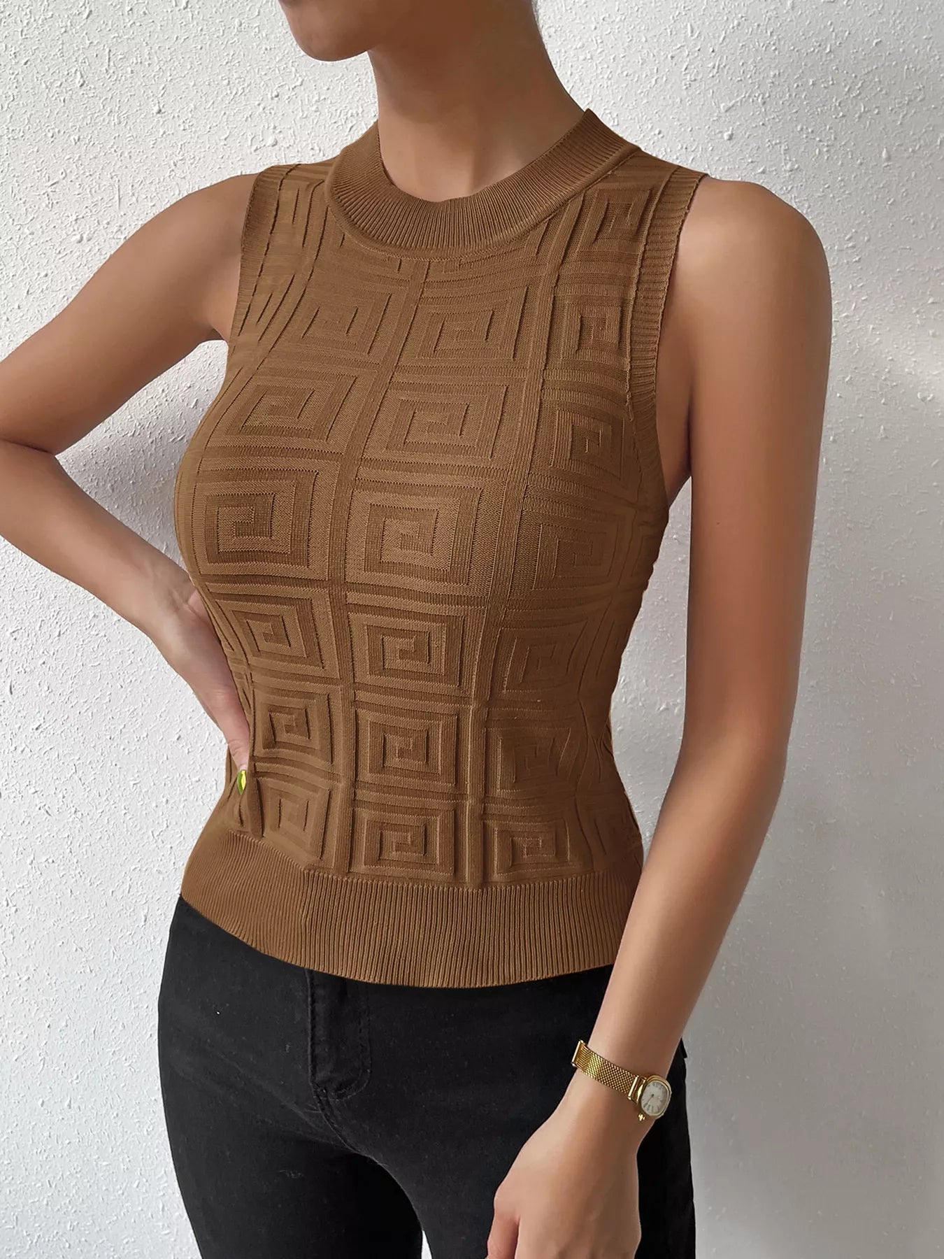 Geometric Pattern Womens Knit Tank Top - Be Bliss Boutique