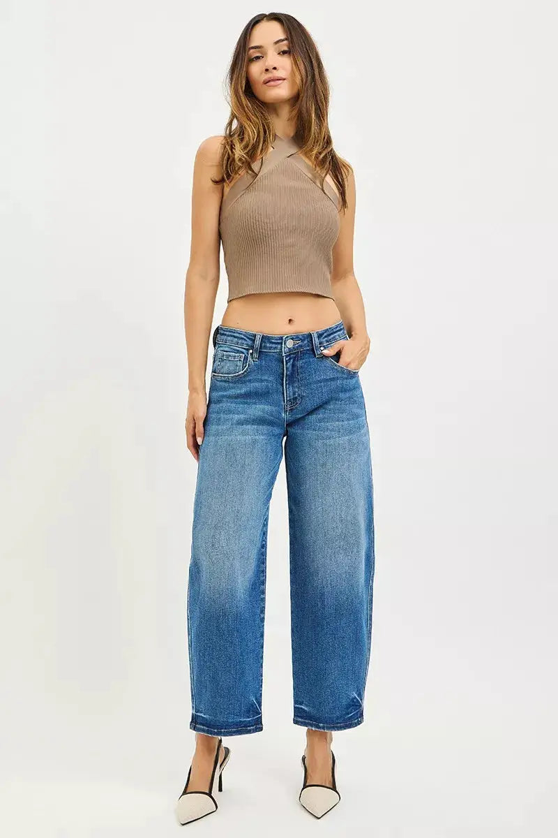 RISEN Jeans - Slouchy Cropped Barrel Jeans - Be Bliss Boutique