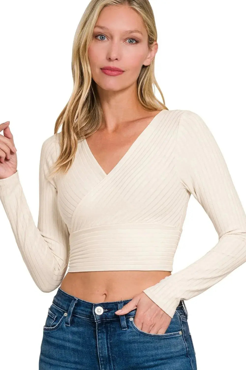 Zenana Surplus Waist Band Ribbed Long Sleeve Top - Be Bliss Boutique