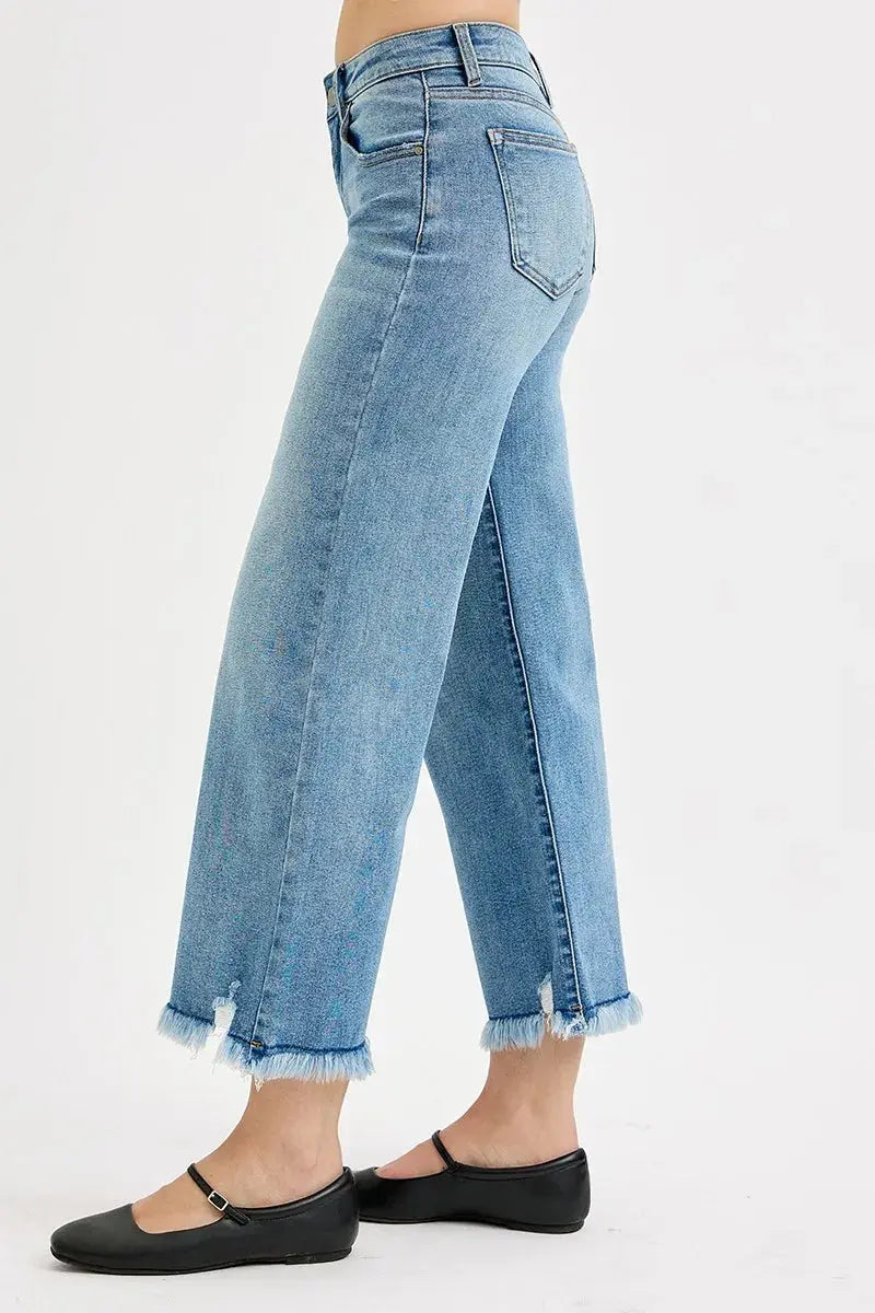 RISEN Jeans - Plus Size Mid Rise Crop Wide Leg Jeans - Be Bliss Boutique