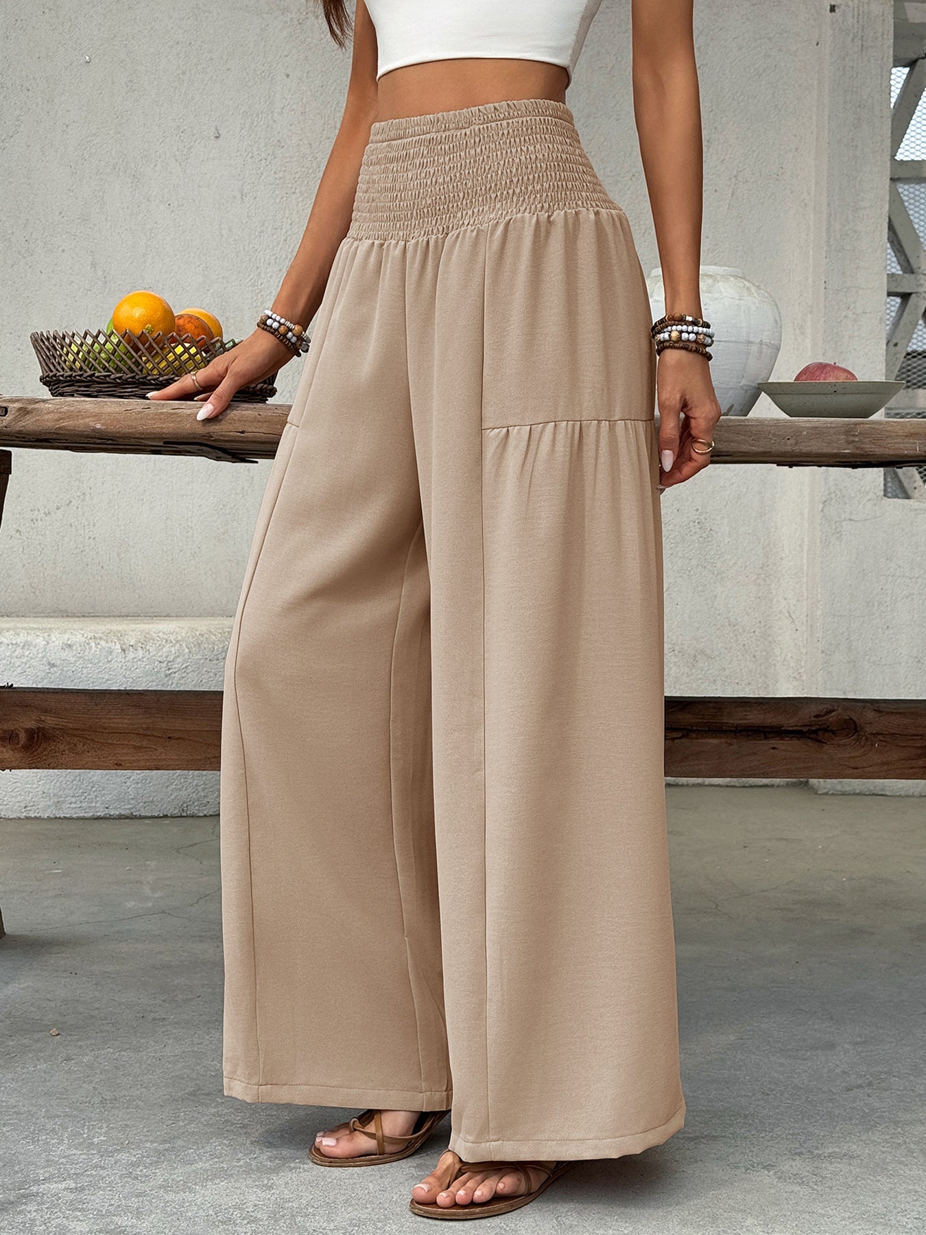 Smocked Waist Wide Leg Pants - Be Bliss Boutique