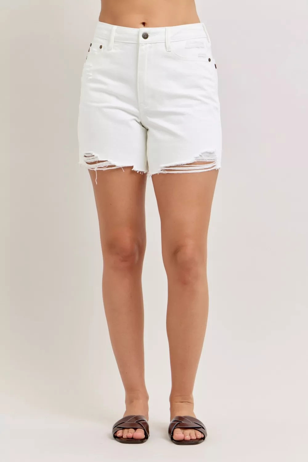 High Waist Rigid Magic Judy Blue Dad Shorts with Cell Phone Back Pocket - Be Bliss Boutique