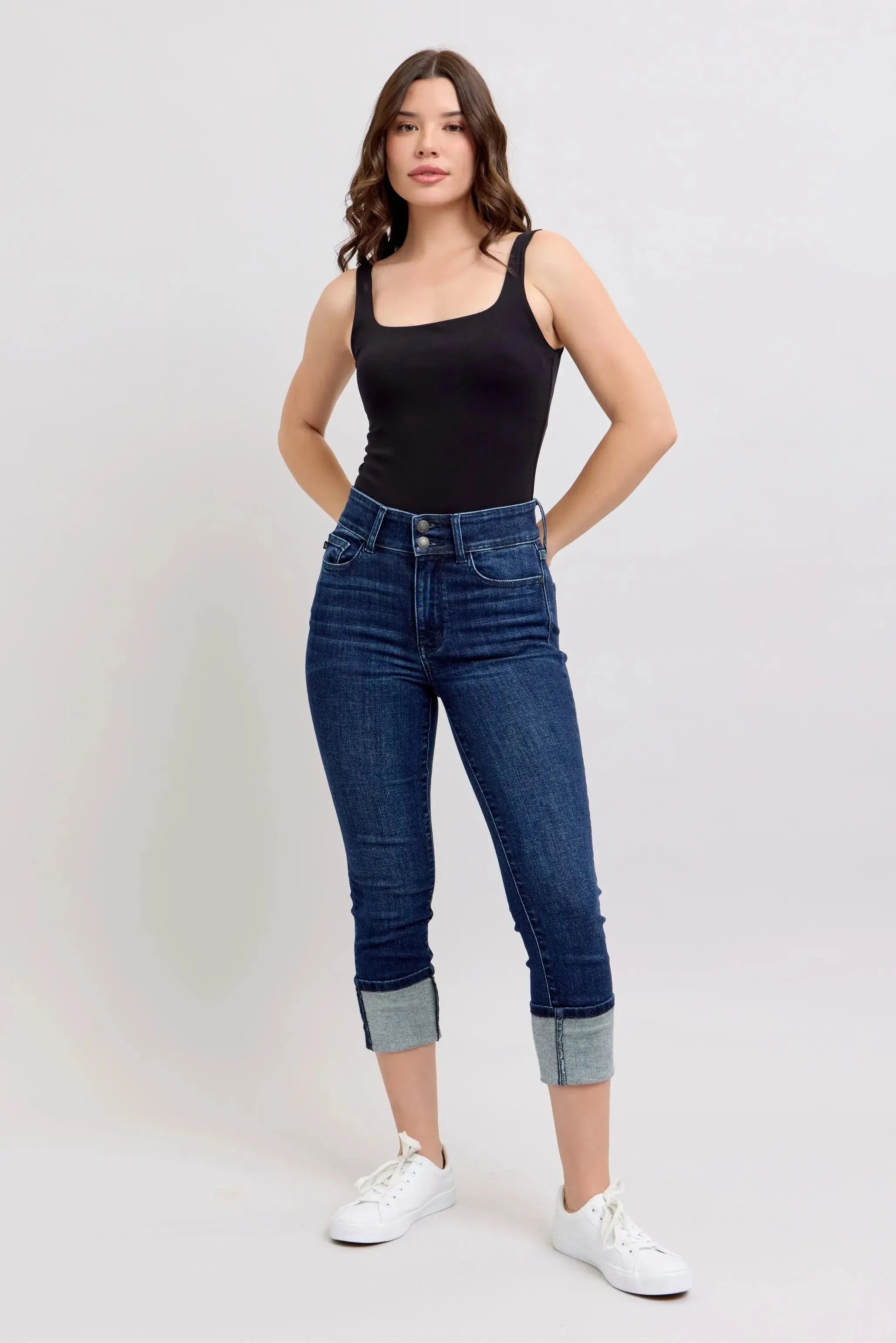 High-Waist Double Waist Band Skinny Leg Judy Blue Jeans - Be Bliss Boutique