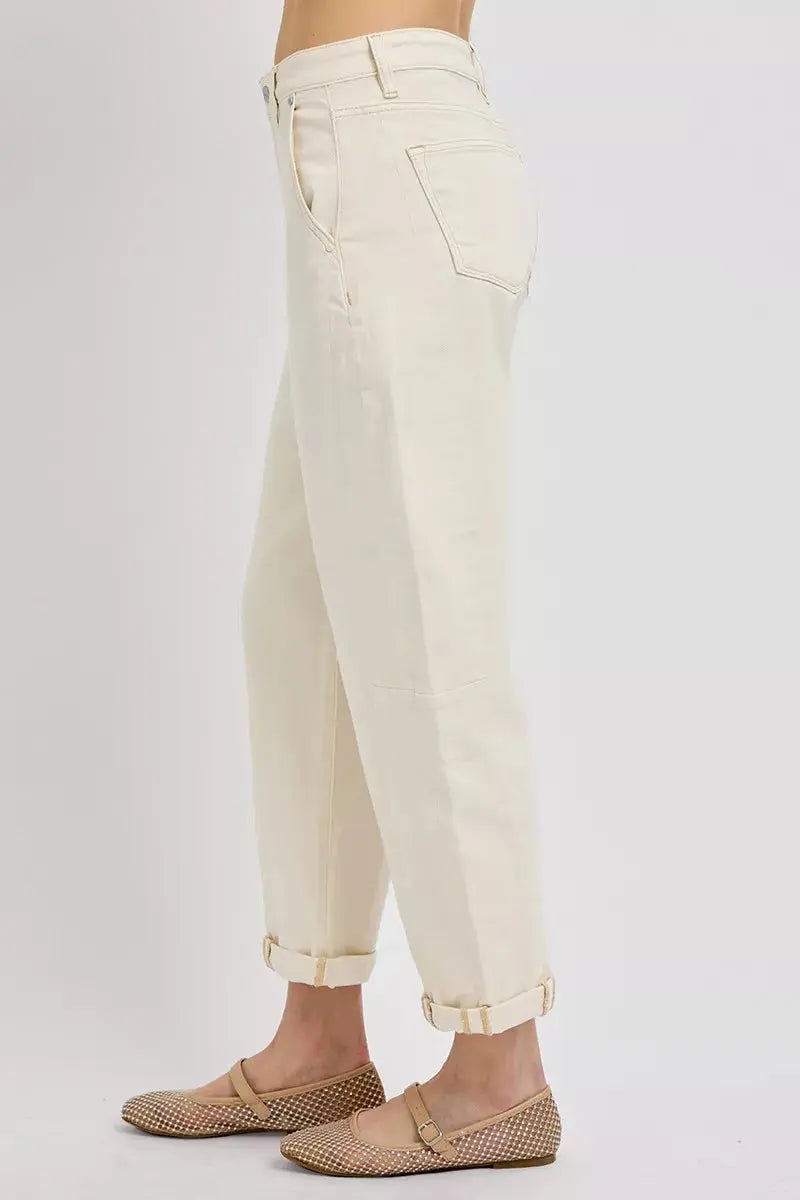 RISEN Jeans - High Rise Relaxed Barrel Cuffed Jeans - Be Bliss Boutique